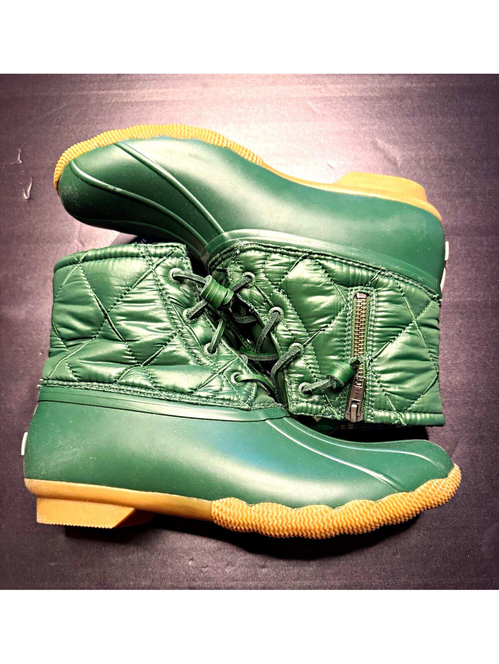 Sperry TechWavy Green Lace Up Ankle Duck Boots Round Toe Women’s 8 STS85909